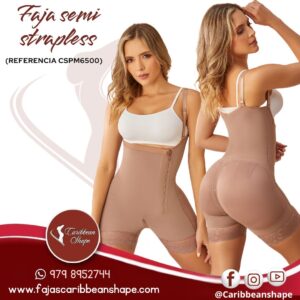 FAJA PIERNA CORTA SEMI STRAPLESS ZIPPER COSTADO