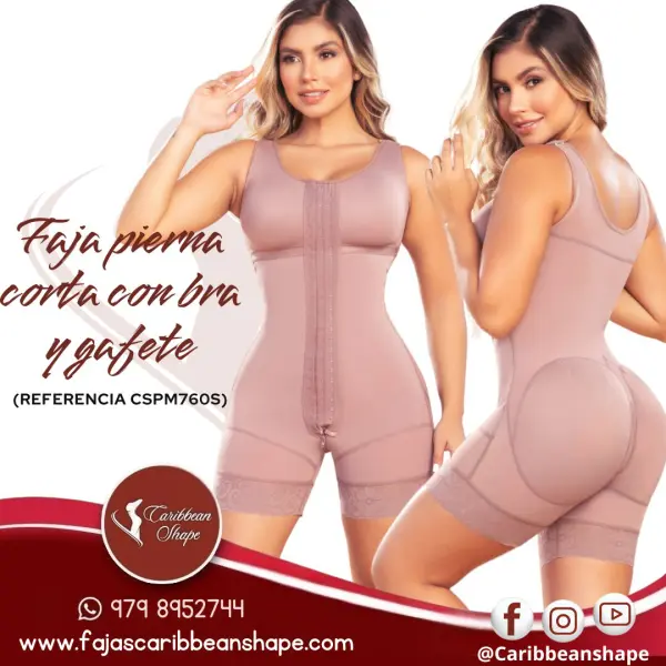 Faja media pierna con bra y Broches