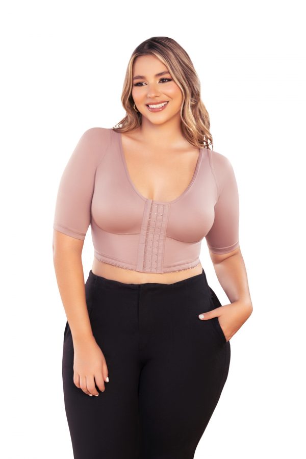 Pre-formed bra with sleeves